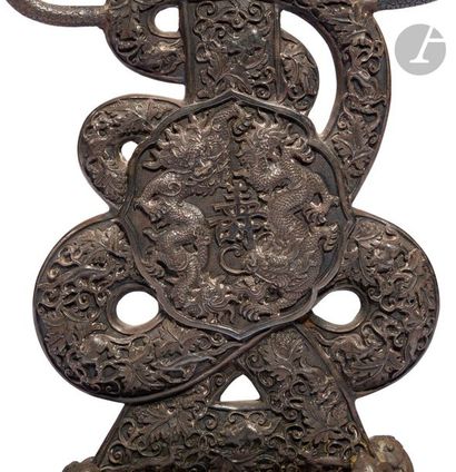  VIETNAM - Around 1900Silver candlestick with two branches, the central part forming...