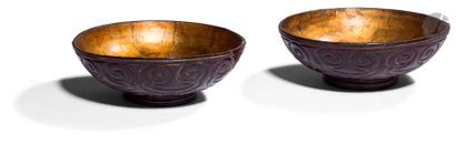 null CHINE - Époque MING (1368 - 1644)
Paire de bols en laque dite « guri » à décor...
