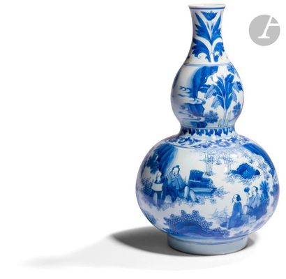 CHINA - XVIIth centuryA double porcelain...