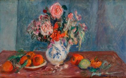 null Charles CAMOIN (1879-1965)
Bouquet de fleurs, assiette de fruits, 1942
Huile...