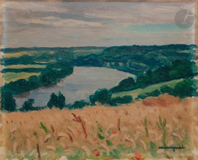 null Albert MARQUET (1875-1947)
Rolleboise, vue de la boucle de la Seine, 1937-38
Huile...