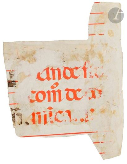 null [LIGHTING] Initial "S " ornamented 
Fragment of an antiphonal or graduated 
Tempera,...