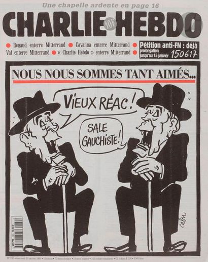 null CABU.
Ensemble de 40 numéros d’Hara-Kiri et de Charlie Hebdo ayant comme Une...