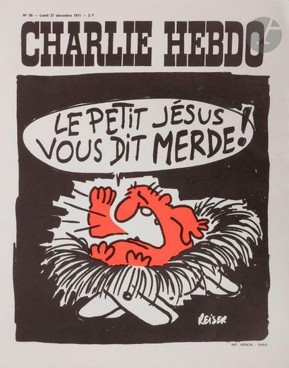 null [CHARLIE HEBDO].
Collection de 45 affiches publicitaires (380?x?300) de Charlie...