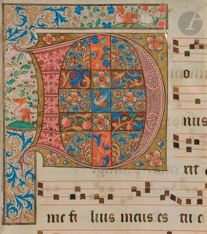 null LIGHTING]. Initial "D " ornamented 
Leaf extracted from a graduated 
Tempera,...