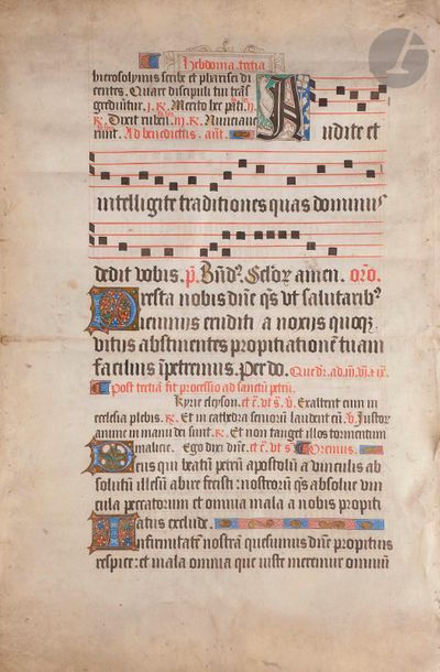 null [LIGHTING] Leaflet, from a large missal inscribed 
France, Paris, circa 1500....