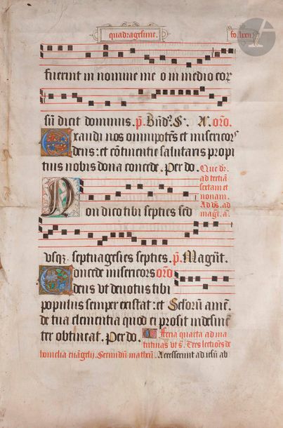null [LIGHTING] Leaflet, from a large missal inscribed 
France, Paris, circa 1500....