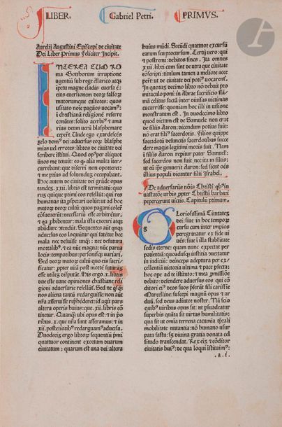 null AUGUSTIN (Saint).
De Civitate Dei.
Venise : Gabriele Pietro, 1475. — In-folio,...