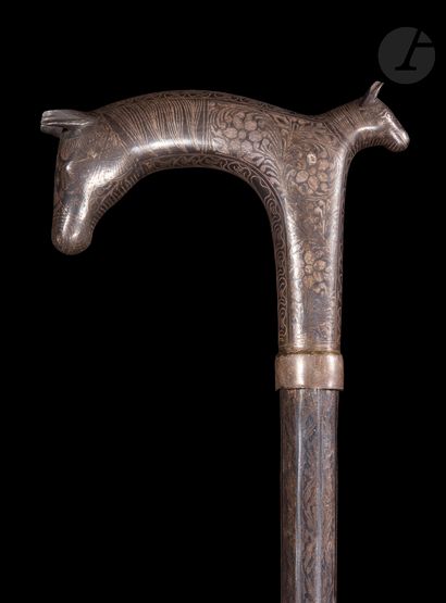 null Canne-épée anglo-indienne, Inde du Nord, fin XIXe - début XXe siècle
En acier...