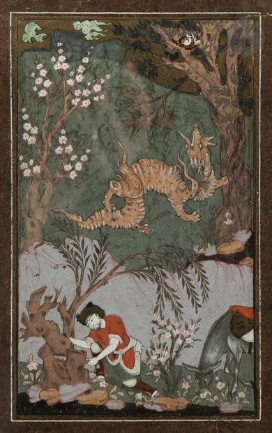 null Le bûcheron et le dragon, Iran, style safavide, début XXe siècle
Gouache sur...