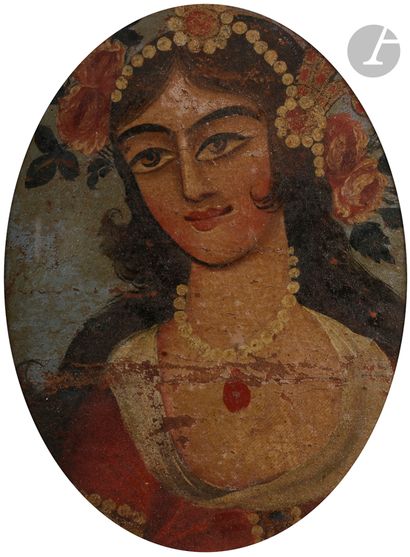 null Deux portraits, Iran qâjâr, début XIXe siècle
Deux huiles sur toile peintes...
