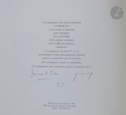 null FOURNEAUX, LIONEL [Signed]
M.
Ed. Argraphie, 1988.
In-8 (17 x 19 cm). Édition...
