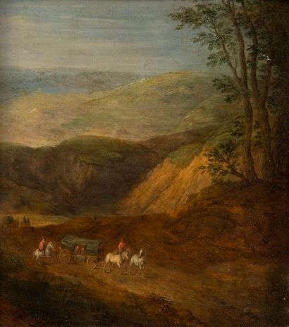 null Dans le goût de Jan BRUEGHEL
Voyageurs dans un paysage de montagnes
Panneau...