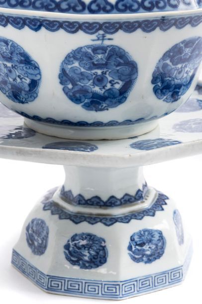 null China for Vietnam
Two octagonal shaped tazza cups on pedestal in porcelain with...