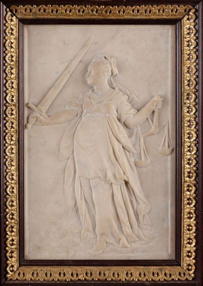 null École FRANÇAISE du XVIIIe siècle
Allégorie de la justice
Bas-relief en marbre...