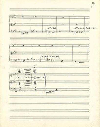 null ALAIN Jehan (1911-1940).
MANUSCRIT MUSICAL autographe signé, « Jehan Alain »...
