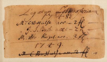 BACH Johann Sebastian (1685-1750). P.S. « J.S. Bach » avec 3 mots autographes, [Leipzig...