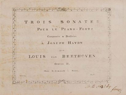  BEETHOVEN Ludwig van (1770-1827). Three Sonatas for the Piano-Forte Composed & Dedicated...