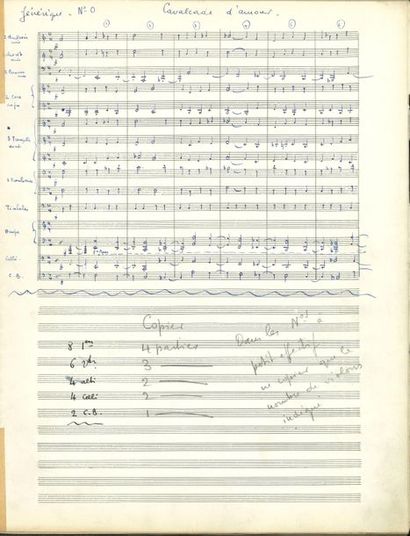  HONEGGER Arthur (1892-1955) et DÉSORMIÈRE Roger (1898-1963). MANUSCRIT MUSICAL autographe...