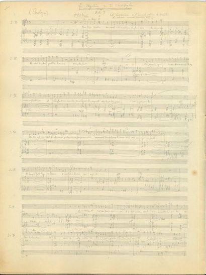 null INDY Vincent d’ (1851-1931).
MANUSCRIT MUSICAL autographe signé « Vincent d’Indy »,...