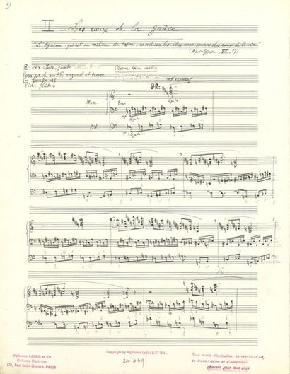 null MESSIAEN Olivier (1908-1992).
MUSICAL MANUSCRIPT autograph signed " Olivier...