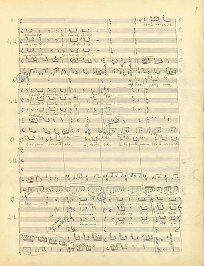  MILHAUD Darius (1892-1974). MANUSCRIT MUSICAL autographe signé « Milhaud », Les...