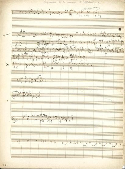  OFFENBACH Jacques (1819-1880). MANUSCRIT MUSICAL autographe ; 2 pages in-fol. Esquisses...