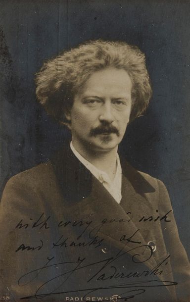  PADEREWSKI Ignacy Jan (1860-1941). PHOTOGRAPHIE avec DÉDICACE autographe signée...