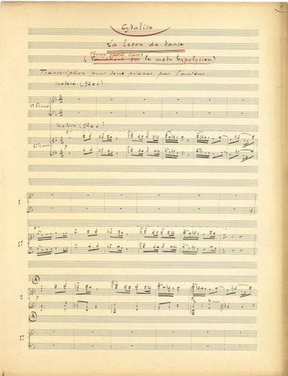 null PIERNÉ Gabriel (1863-1937).
MANUSCRIT MUSICAL autograph signed "Gabriel Pierné",...