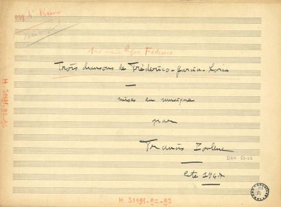 null POULENC Francis (1899-1963).
MUSICAL MANUSCRIPT autograph signed "Francis Poulenc",...