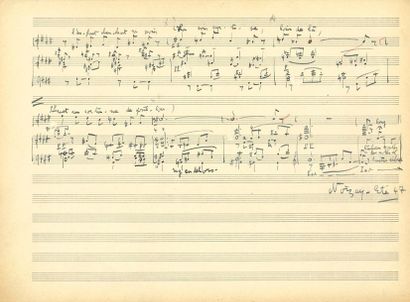  POULENC Francis (1899-1963). MANUSCRIT MUSICAL autographe signé « Francis Poulenc »,...