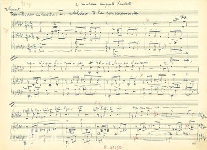 null POULENC Francis (1899-1963).
MUSICAL MANUSCRIPT autograph signed "Francis Poulenc",...