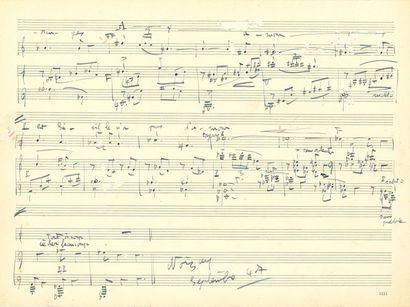 null POULENC Francis (1899-1963).
MUSICAL MANUSCRIPT autograph signed "Francis Poulenc",...