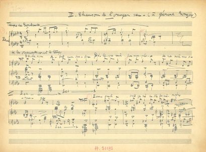 null POULENC Francis (1899-1963).
MANUSCRIT MUSICAL autographe signé « Francis Poulenc »,...