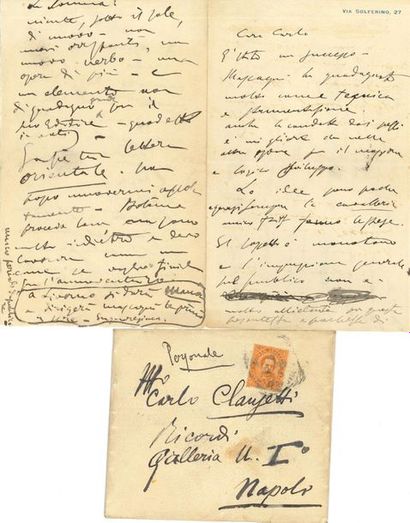 null PUCCINI Giacomo (1858-1924).
25 L.A.S. « GPuccini » (2 « GP » et 2 non signées),...