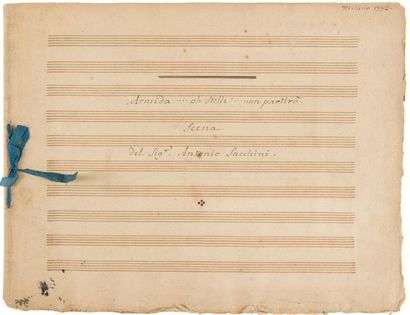  ROUSSEAU Jean-Jacques (1712-1778). MANUSCRIT MUSICAL autograph, Armida... oh stelle...