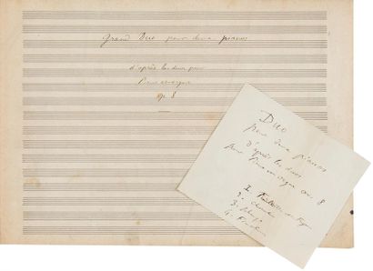  SAINT-SAËNS Camille (1835-1921). MANUSCRIT MUSICAL autographe signé, Grand Duo pour...