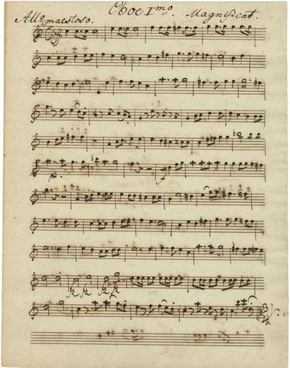  SCHUBERT Franz (1797-1828). MANUSCRIT MUSICAL autograph, Magnificat. Oboe Imo, [1815];...