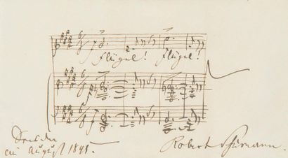  SCHUMANN Robert (1810-1856). MUSICAL P.A.S. "Robert Schumann", Dresden August 1845;...