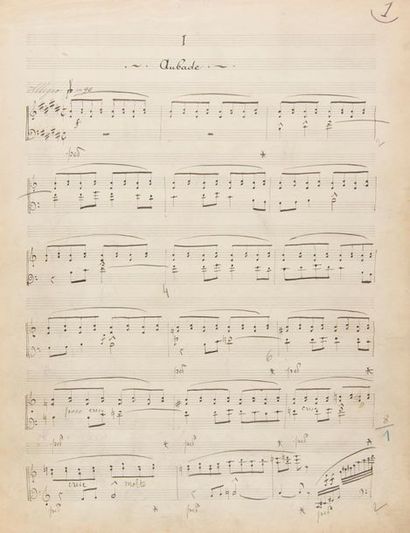 null VIERNE Louis (1870-1937).
MANUSCRIT MUSICAL avec corrections et notes autographes,...