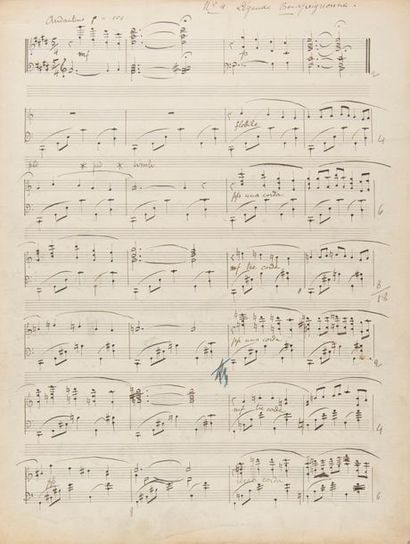  VIERNE Louis (1870-1937). MANUSCRIT MUSICAL avec corrections et notes autographes,...