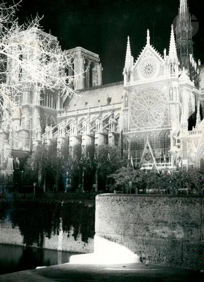 null Unidentified photographer Notre-Dame de Paris, 1934-1962. 
Scaffolding on the...