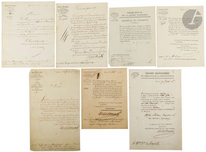 null ORDRE DE LA LEGION D HONNEUR 

Ensemble de sept documents d époque Restauration...