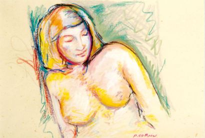 CORNU Pierre (1895-1996) Femme endormie Dessin aux crayons gras. Signé en bas à droite....