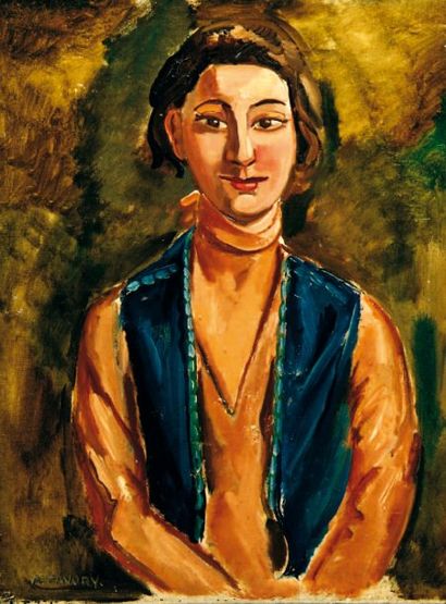FAVORY André (1888-1937) Portrait de femme Huile sur toile. Signée en bas à gauche....