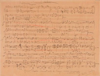 null Emmanuel CHABRIER (1841-1894). Manuscrit musical autographe ; 2 pages oblong...