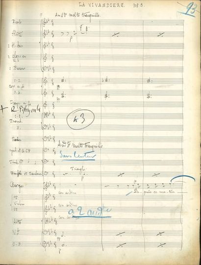 null Benjamin GODARD (1849-1895) et Paul VIDAL (1863-1931). Manuscrit musical autographe,...