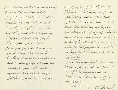 null Charles GOUNOD. L.A.S., 19 mars 1891, à Ely Halpérine-Kaminsky ; 3 pages in-8,...