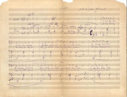 null Jules MASSENET (1842-1912). Manuscrit musical autographe signé, Souhait, Paris...