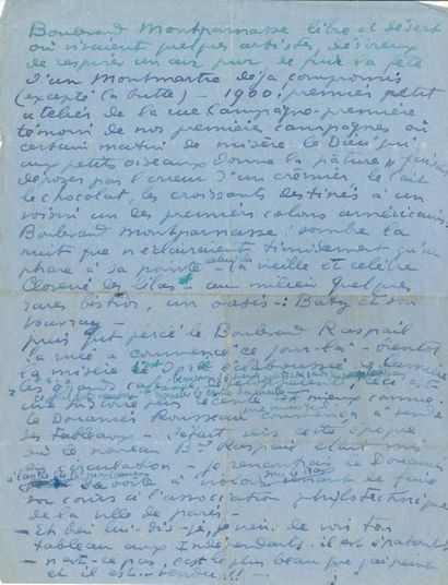 null Émile Othon FRIESZ (1879-1949). Manuscrit autographe ; 1 page et demie in-4...